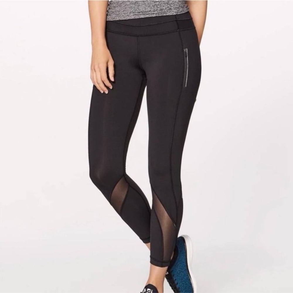 Lululemon Women’s Inspire Tight Il Mid-Rise Black Mesh Leggings 25” Inseam